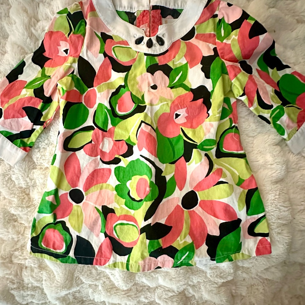 Floral Kids Top - Pink, Green, and White